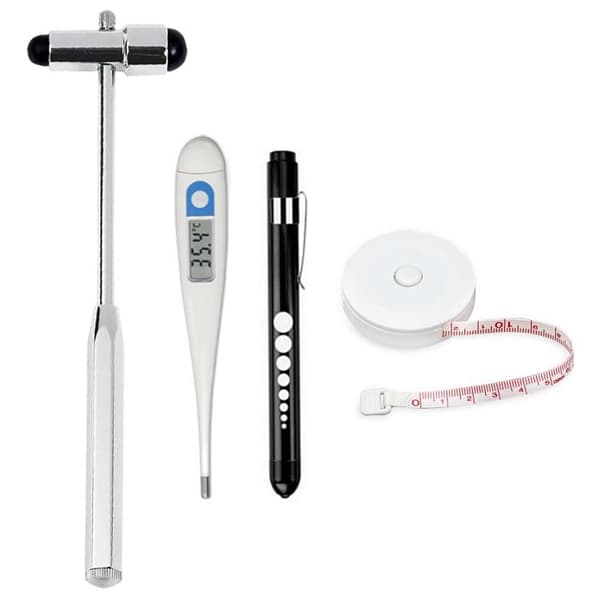 Kit Martelo Buck + Trena 1,5cm + Termômetro Clínico + Lanterna LED | Saúde/Fisioterapia/Enfermagem