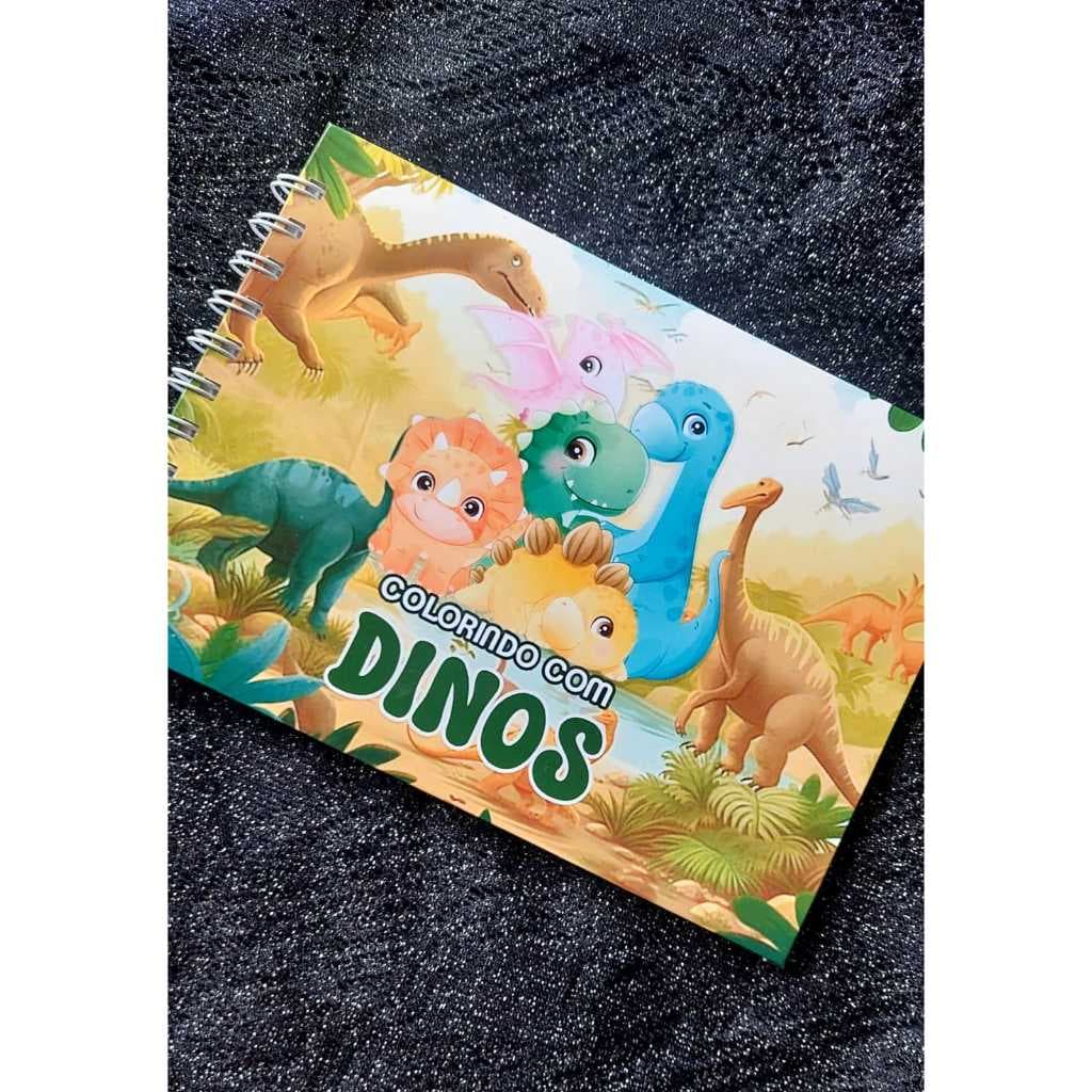🦕 LIVRO DE COLORIR A5 - DINOSSAUROS - 50 FOLHAS GROSSAS E CAPA DURA - CADERNO DE DESENHO E PINTURA - COLORIN