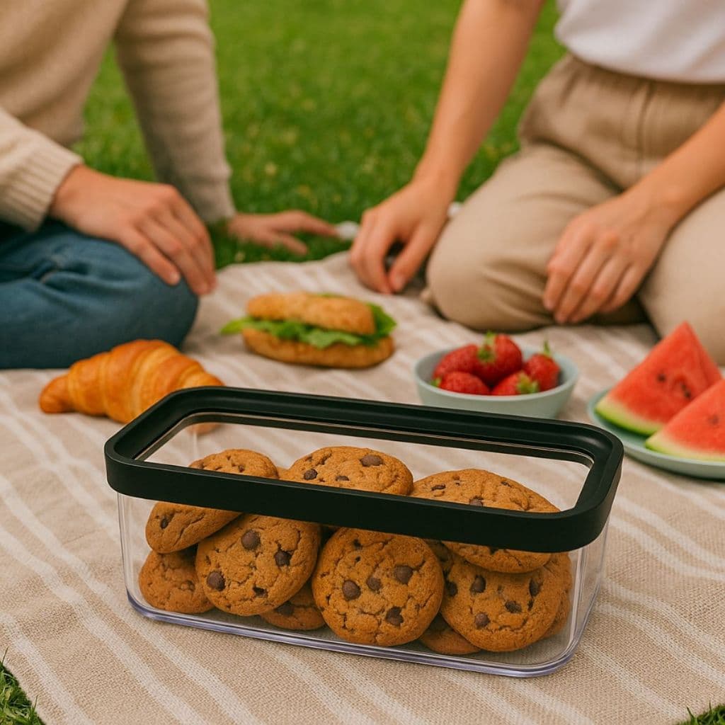 Pote Acrílico Hermético Porta Alimentos tampa hermético ideal para Bolo 1500 ml 24,9x12,9x8,60 cm
