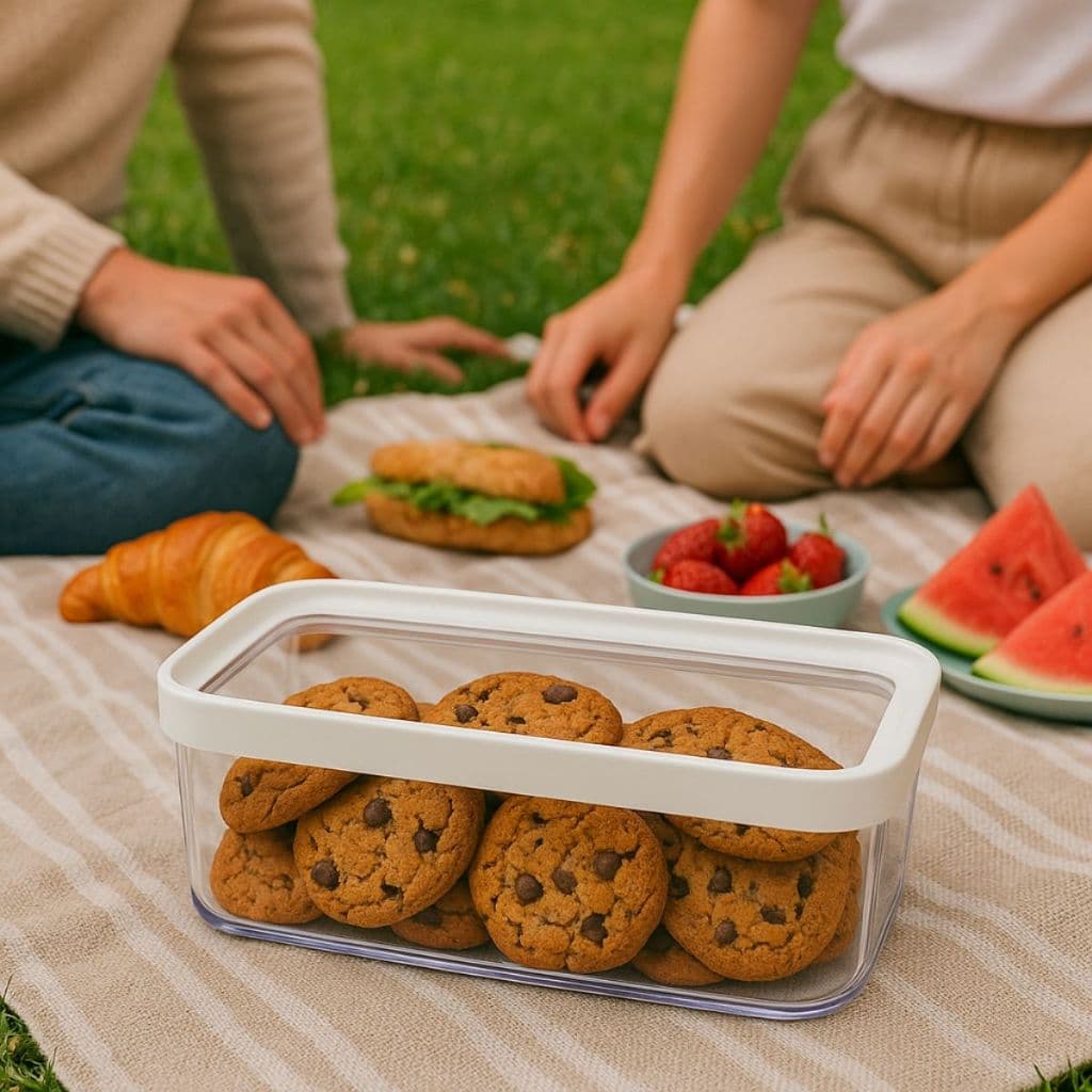 Pote Acrílico Hermético Porta Alimentos tampa hermética para Bolo 1500 ml 24,9x12,9x6,3 cm