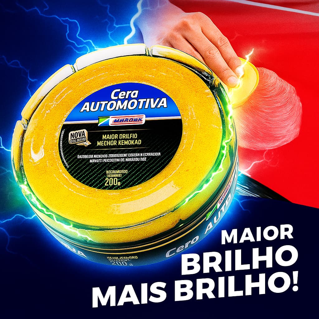 Cera Automotiva Profissional Maxi Rubber 200g com Aplicador | Brilho e Proteção para Carros