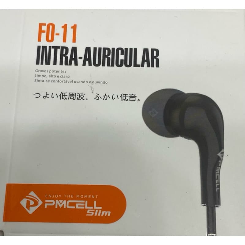 Fone de Ouvido PMCELL Slim FO-11 Intra Auricular – Graves Potentes fone com graves, fone slim, headset cabo, fone barato