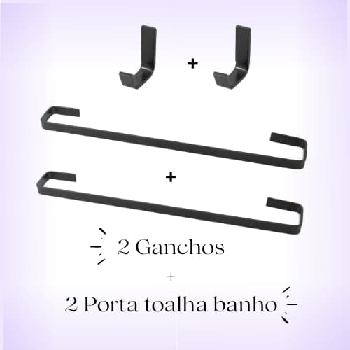 Conjunto de Acessórios Para Banheiro Preto 4 Peças porta papéis, porta toalhas, suportes