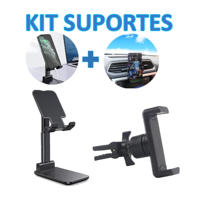 KIT SUPORTE DE CELULAR MESA + SUPORTE DE CELULAR CARRO
