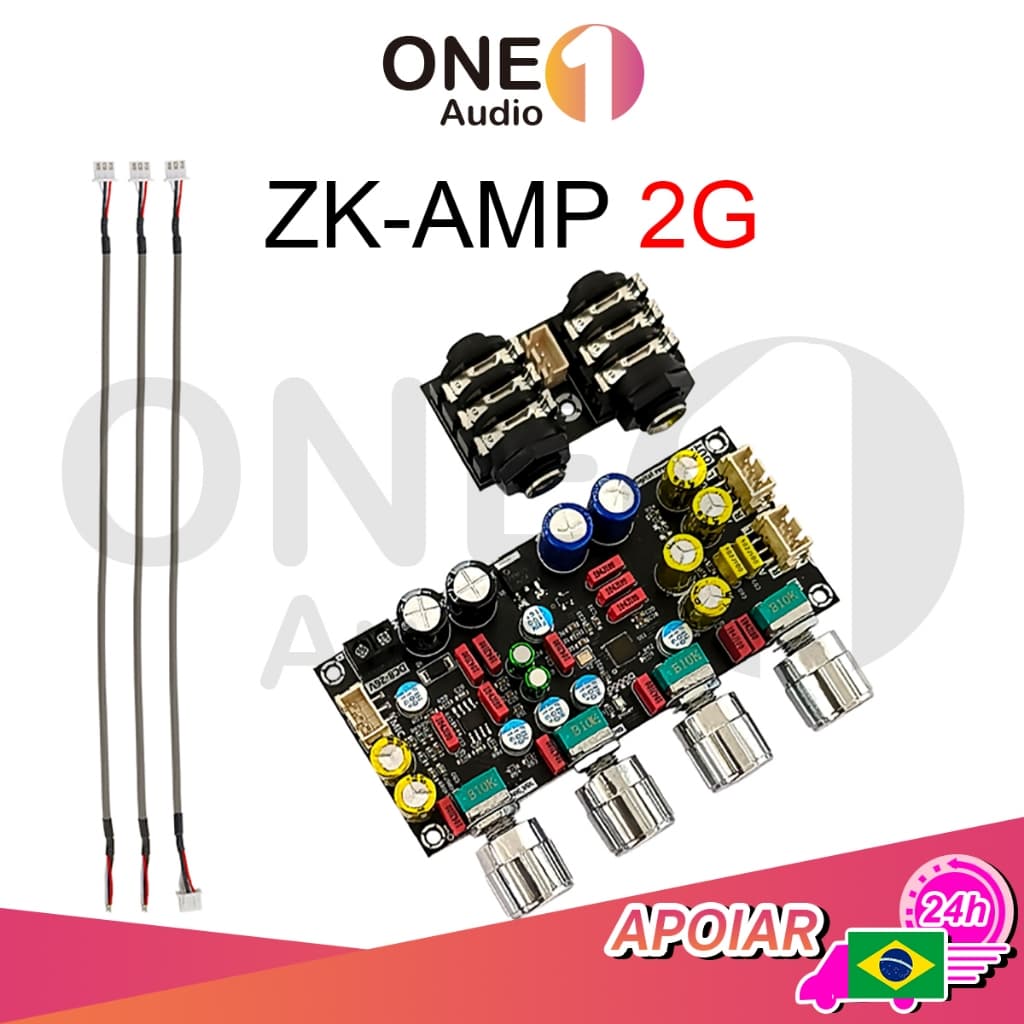 OneAudio ZK-AMP 2G Mixer de Áudio 2 Entradas Microfone e Música 8-26V DC