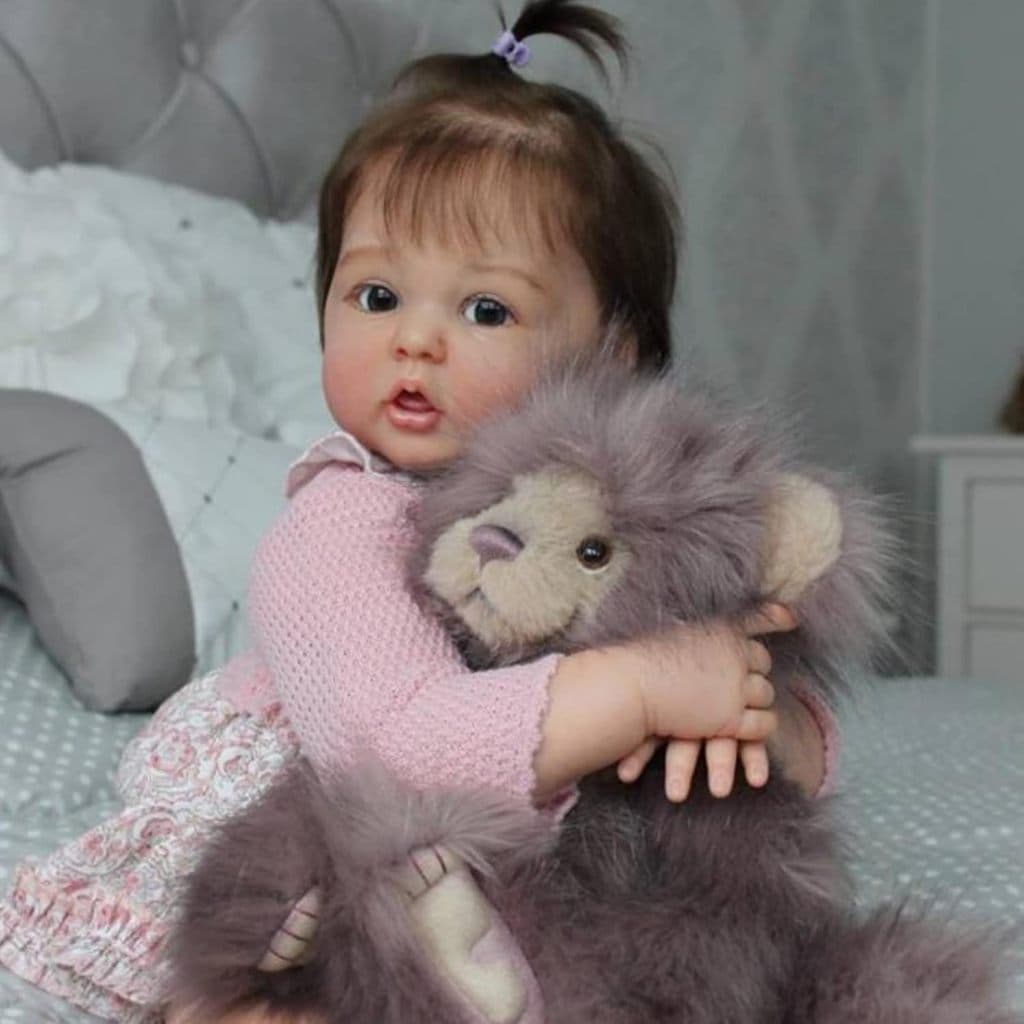 Boneca Reborn Bebê 55cm Menina Ohlo Castanho com Acessórios