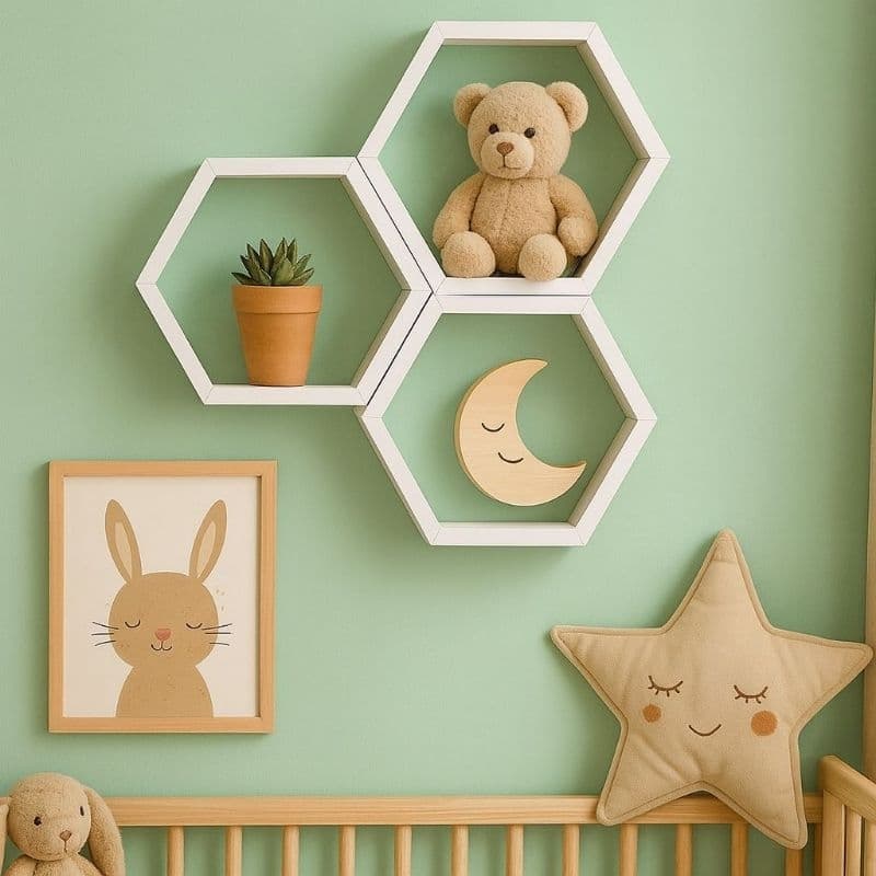 Kit 3 Nichos Decorativos Hexagonais Colmeia Em MDF