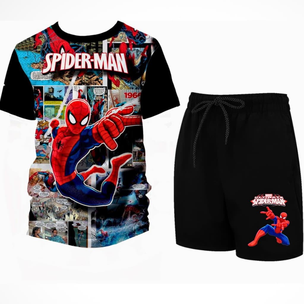 Conjunto Camiseta Shorts Homem-aranha Infantil De Qualidade