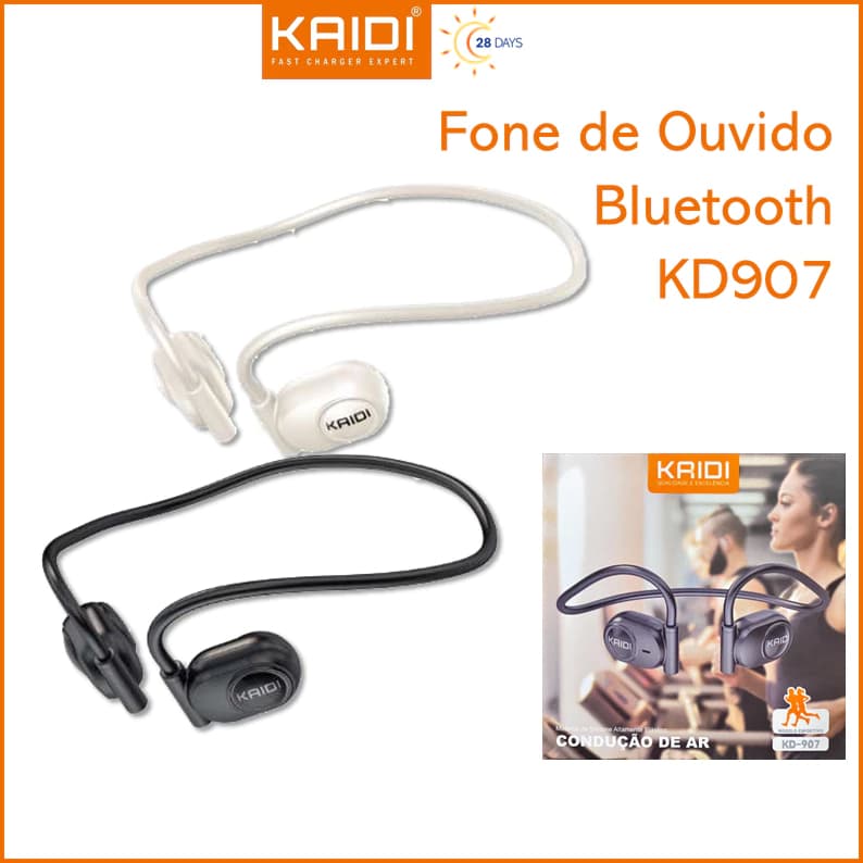 Fone de Ouvido Sem fio Bluetooth TWS Esportivo Condução de |Ar Dobrável Kaidi KD-907