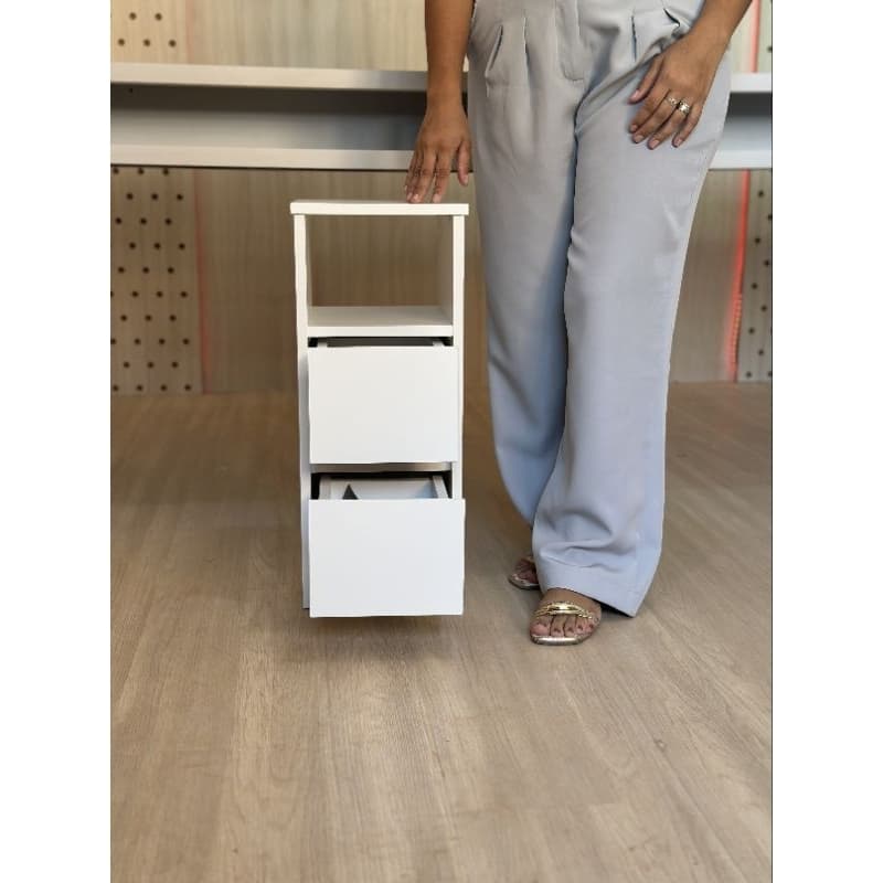 Mesa De Cabeceira Estreito 2 Gavetas E Nicho 25x60x30 De Chão MDF