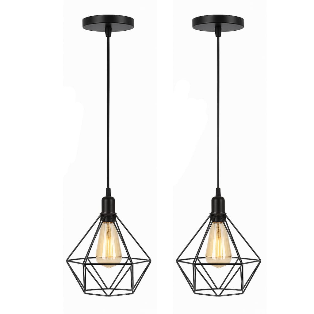 Kit 2 Pendente Lustre Luminária Aramado Diamante preto