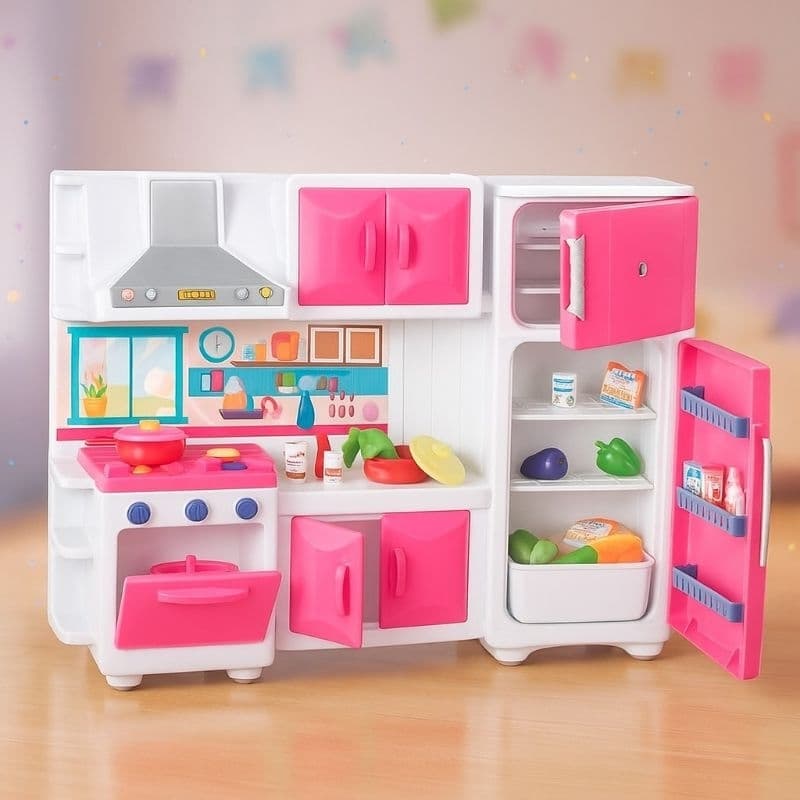 Conjunto Cozinha Infantil Brinquedo Grande Completo Fogao Geladeira Pia Microondas Armario Rosa