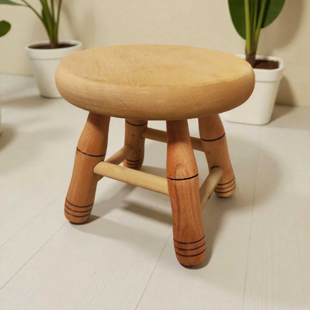 Banquinho 21cm altura Madeira Maciça - Decoração Suporte para Plantas Infantil