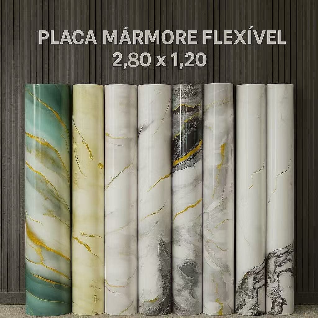 Painel Placa Flexível Efeito Mármore  2,80x1,20m Revestimento de Parede Sala Cozinha Lavabo