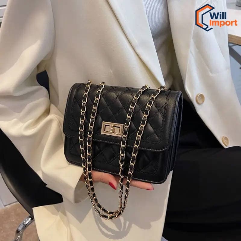bolsa feminina transversal crossbody passeio alça corrente