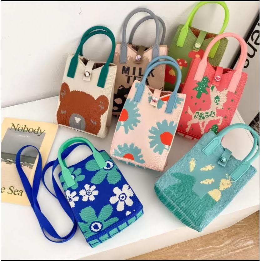 Nova Mini Bolsa De Celular De Tricô Elegante e Versátil
