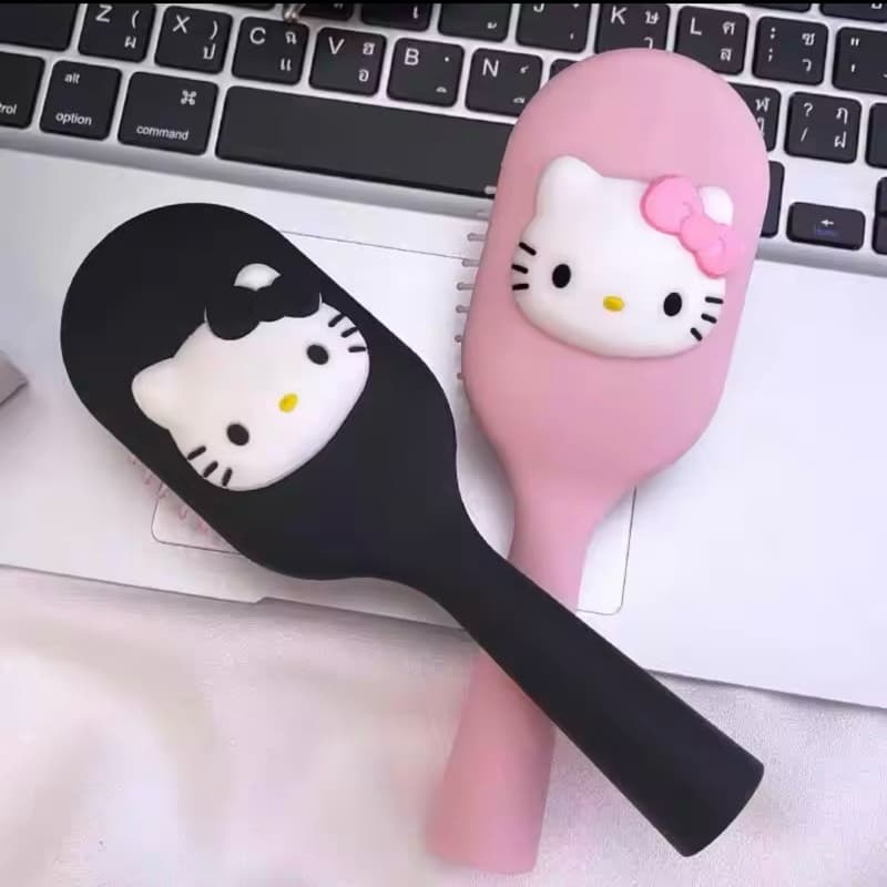 🎀 Escova de Cabelo Hello Kitty 💖 Portátil Kawaii com Almofada Massageadora Pente Fofo Suave para Meninas