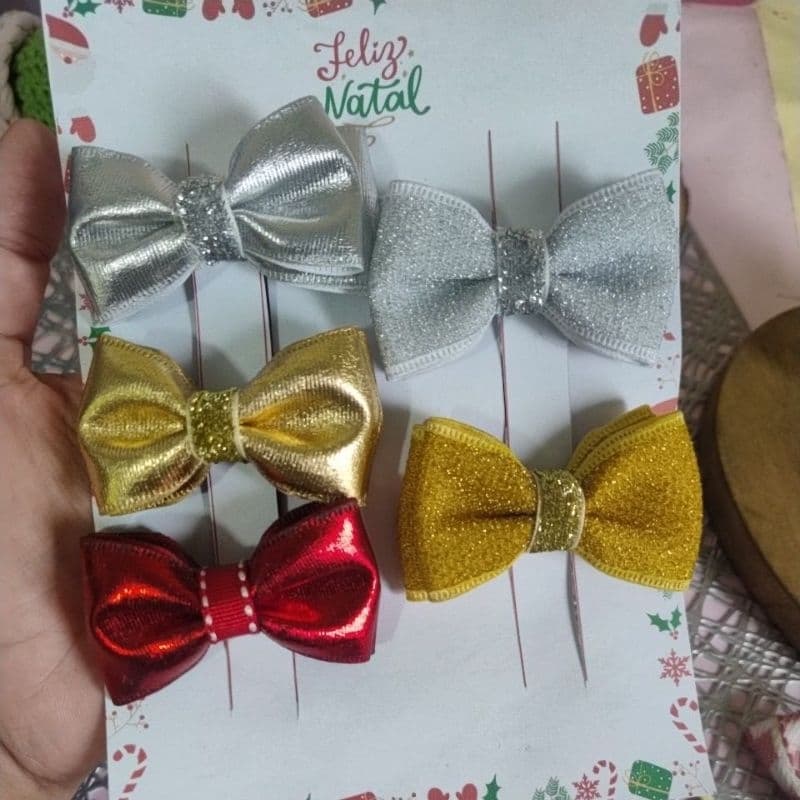 Kit de laços gravatinha. Laço natal. Laço ano novo. Laço dourado laço vermelho laço prata.