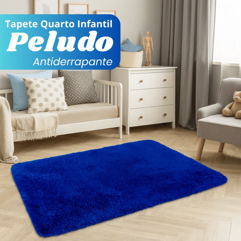 Tapete Quarto Infantil Menino Peludo 1,00X1,40 Antiderrapante Super Macio
