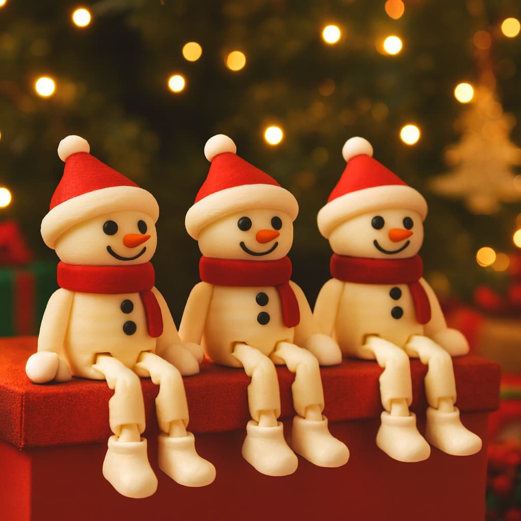 Boneco de Neve Natalino – Kit 3 Enfeites com Pernas Articuladas – Itens para Decoração de Natal