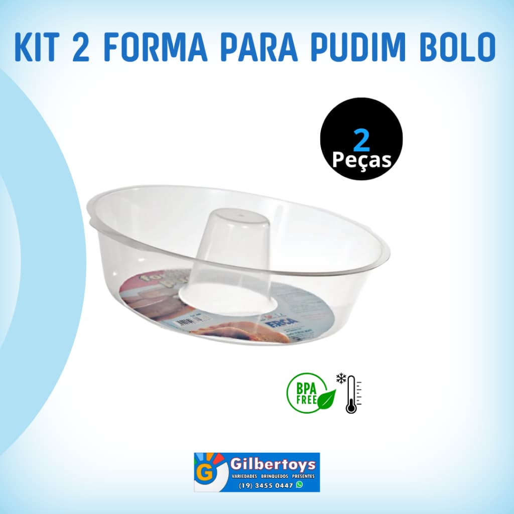 Kit 2 Forma Para Pudim Brigadeirão Bolo Micro-ondas N22 1200ml Erca