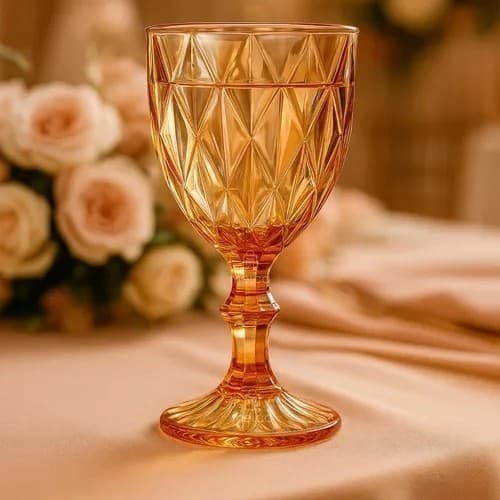 Conjunto 6 Taças Vidro Grosso Copo Diamante para Água Suco Vinho Drinks Presente 330ml Jantar
