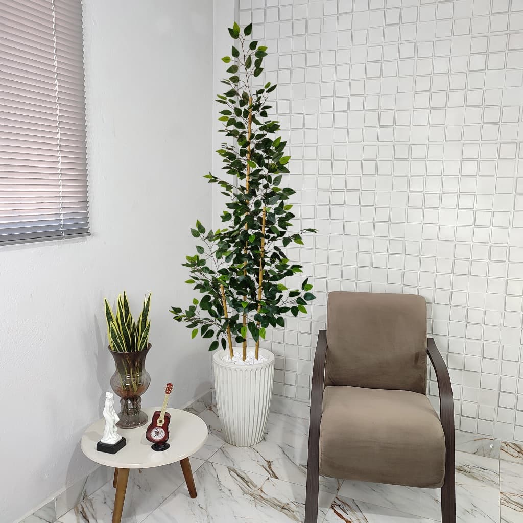 Planta Artificial Bambu Da Sorte 2 Metros Grande Vaso Pedra