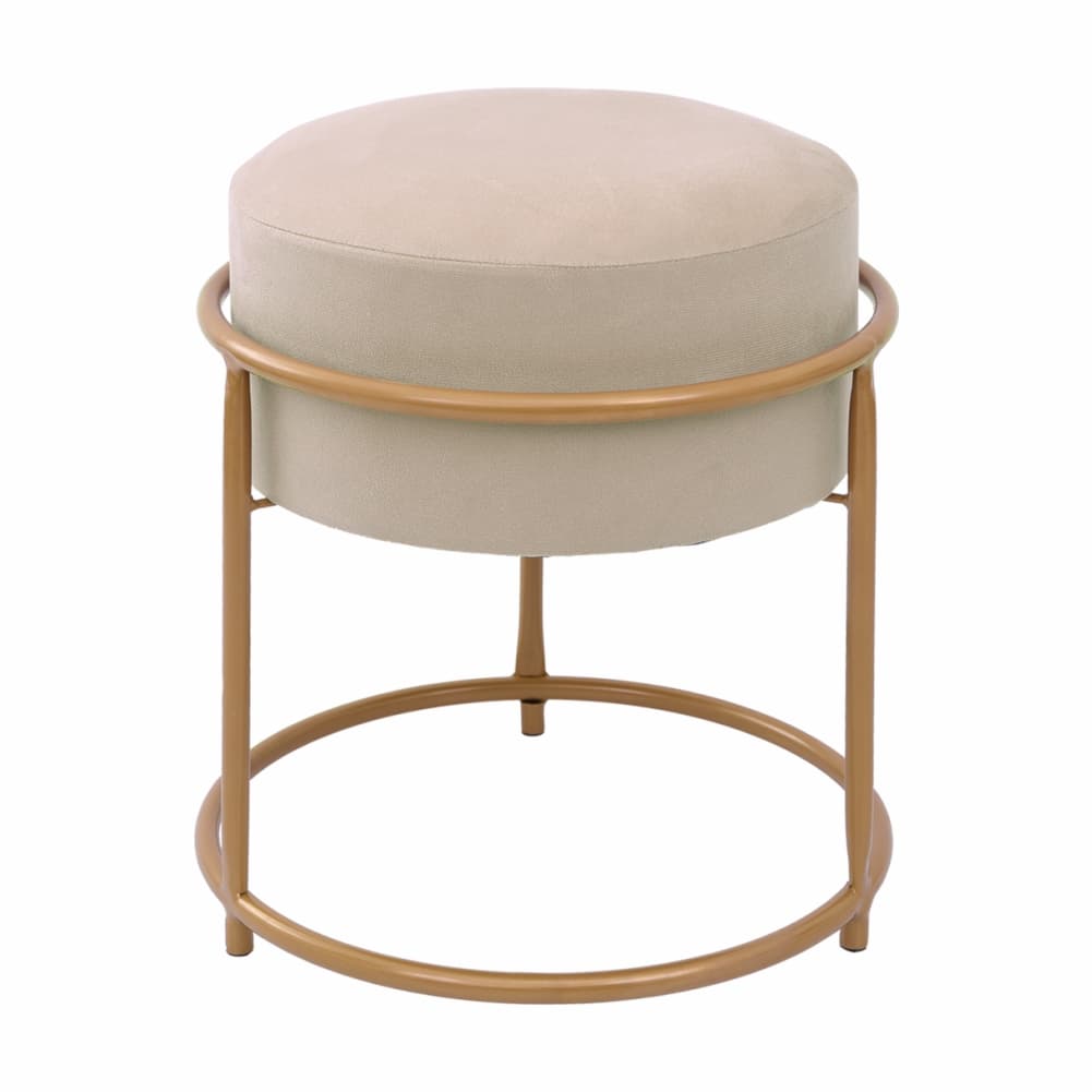 1 Puff de ferro Dourado redondo, Banqueta, Decorativo, Para Sentar