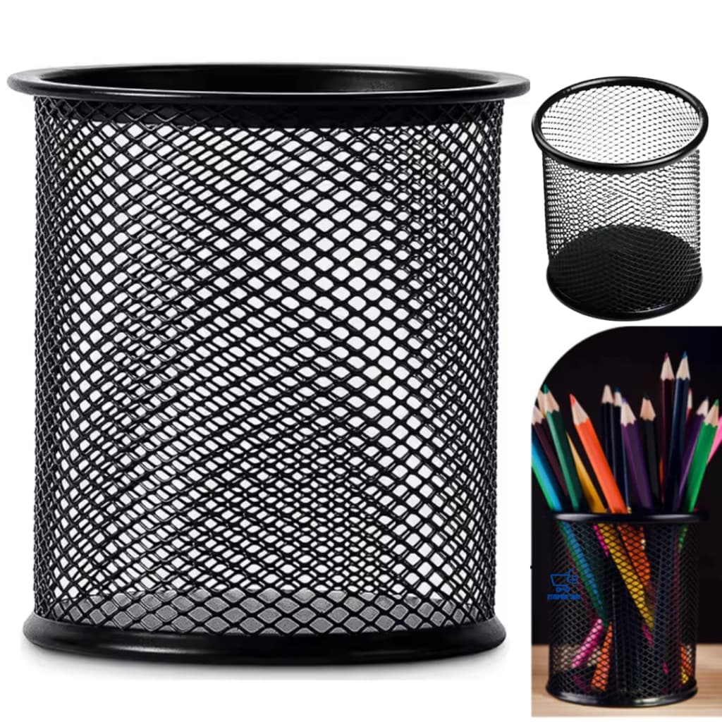 Porta Lápis Caneta Organizador de Mesa de Escritório Metal Aramado Papelaria