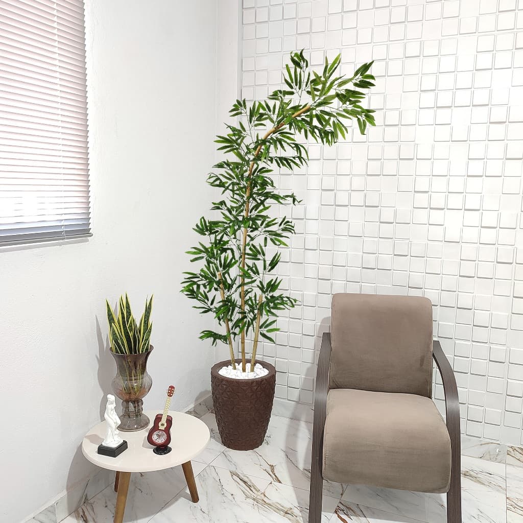 Planta Artificial Bambu Curvo Mosso Torto Curvado Grande Vaso Pedra