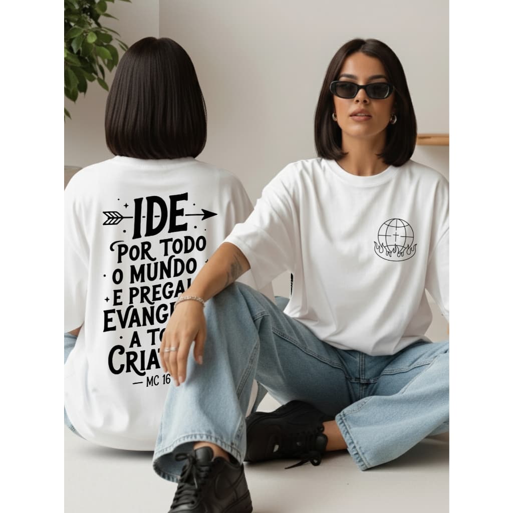 Blusa Moda Evangélica Oversized Estampada