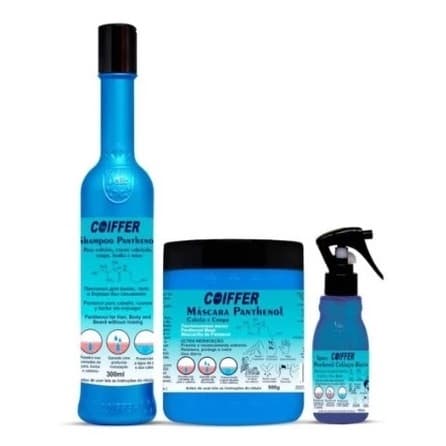 Kit Pantenol Coiffer (3 passos) Ultra Hidratação e banho de Verniz