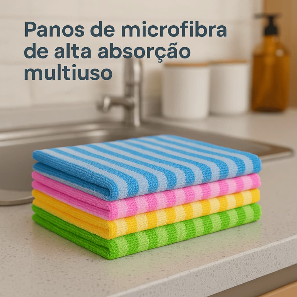 Kit 15 Panos De Limpeza Microfibra alta absorção Multiuso 30x30 para cozinha carro casa vidros