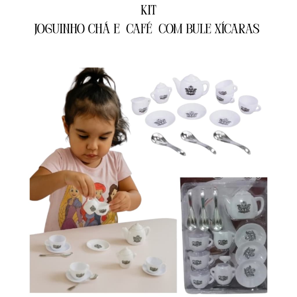 Kit Joguinho Chá E Café Infantil com Bule Xícaras Brinquedo Dia Das Crianças