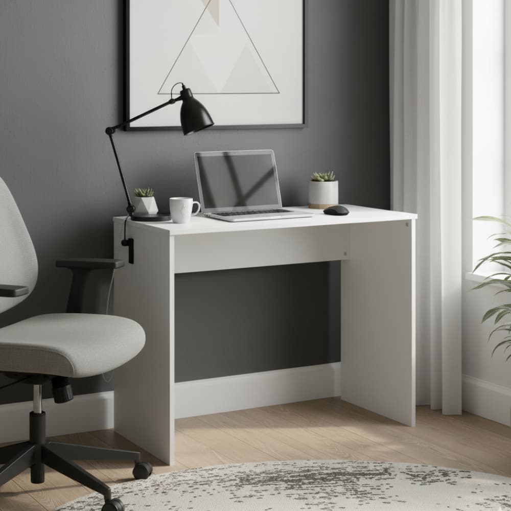 Mesa Escrivaninha Penteadeira 90cm Sem Gaveta Gamer Quarto Sala Home Office Branco MDF Ergonômica