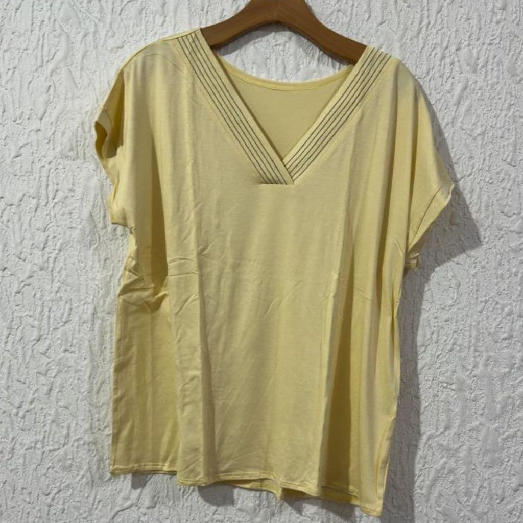Blusa Plus siz Viscolycra com manga japonesa gola V com linha TAM G1 vestir 48 ao 52