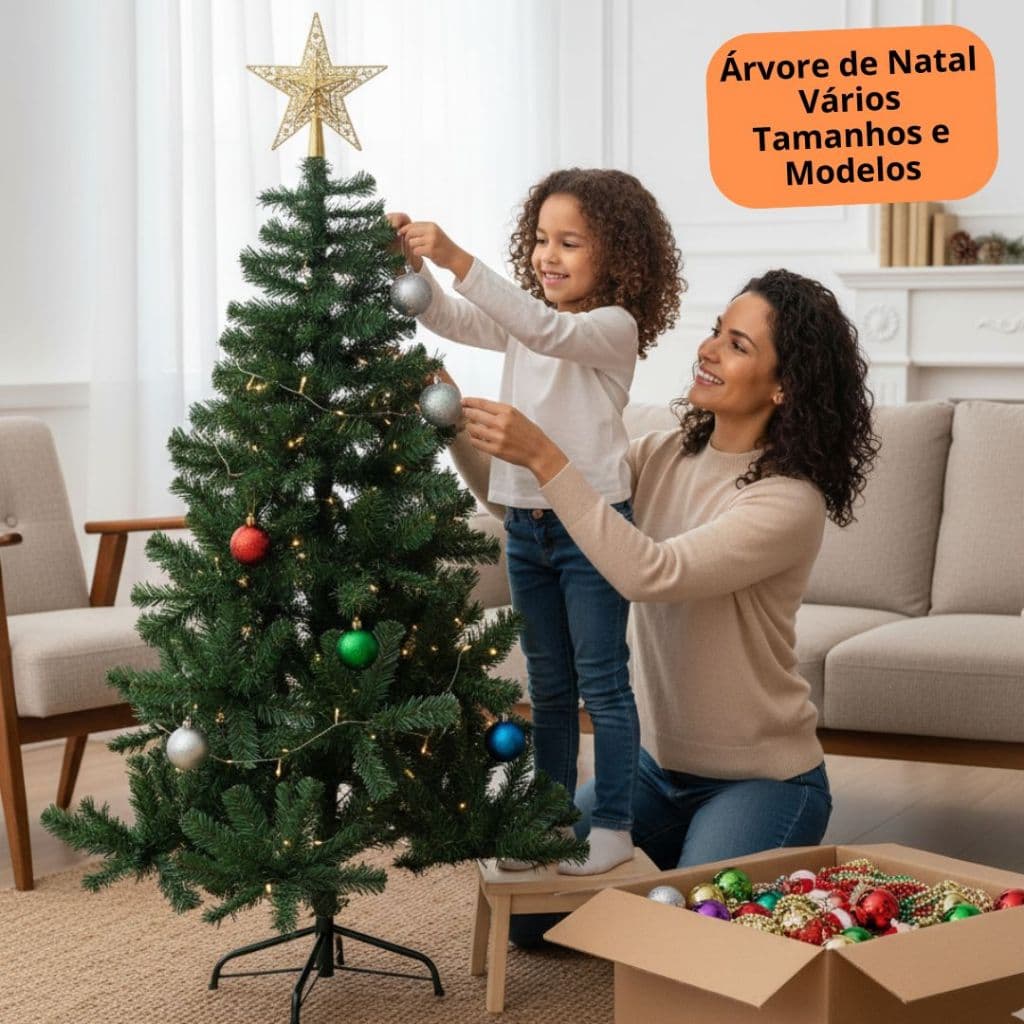 Árvore de Natal Pinheiro Natalina Vários Tamanhos e Modelos Galhos Realistas Fácil Montar