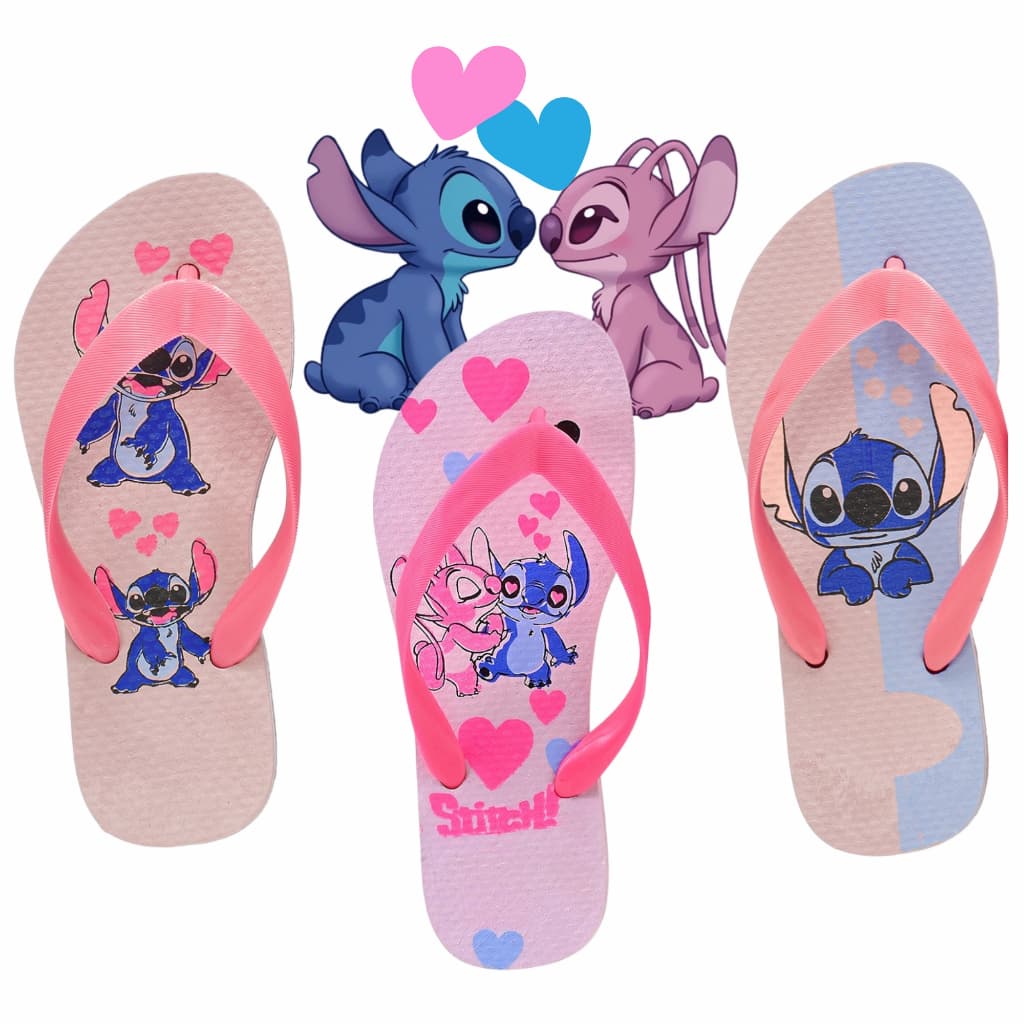 Kit Chinelo Infantil Stitch Personagem  Feminino Passeio Leve Macio