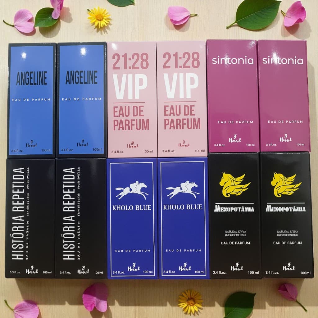 Perfumes de 100ml cada kit com 12 Unidades – Kit Completo com 6 Femininos e 6 Masculinos