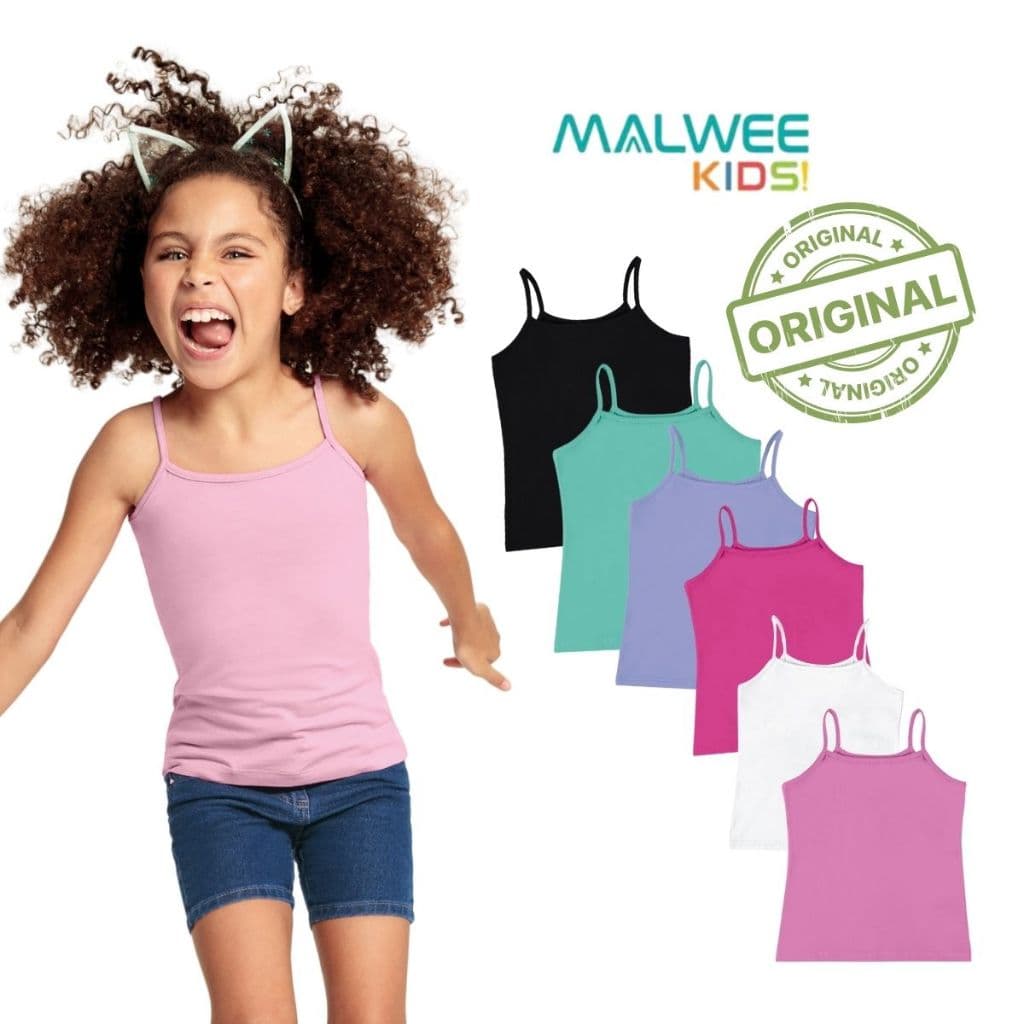 BLUSINHA REGATA ALÇA FINA INFANTIL MENINA ALCINHA ALGODÃO MALWEE KIDS