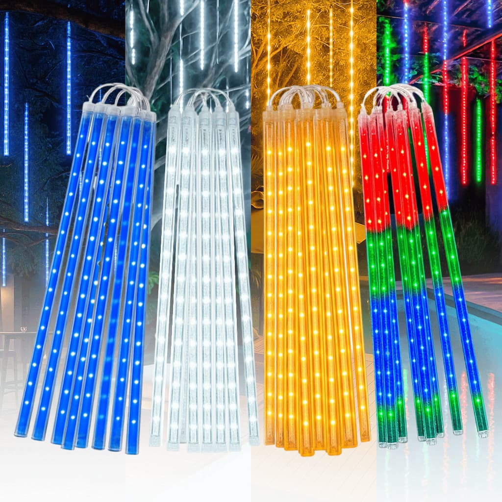 Cascata 8 Tubos Snow Meteoro Chuva Gelo Natal Led Bastão Enfeite Magia Decoração Bivolt 110v|220v