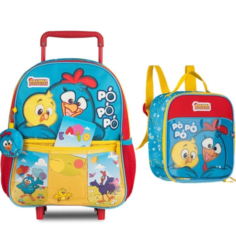 Kit Mochila Rodinha Galinha Pintadinha Com Lancheira Infantil 2026
