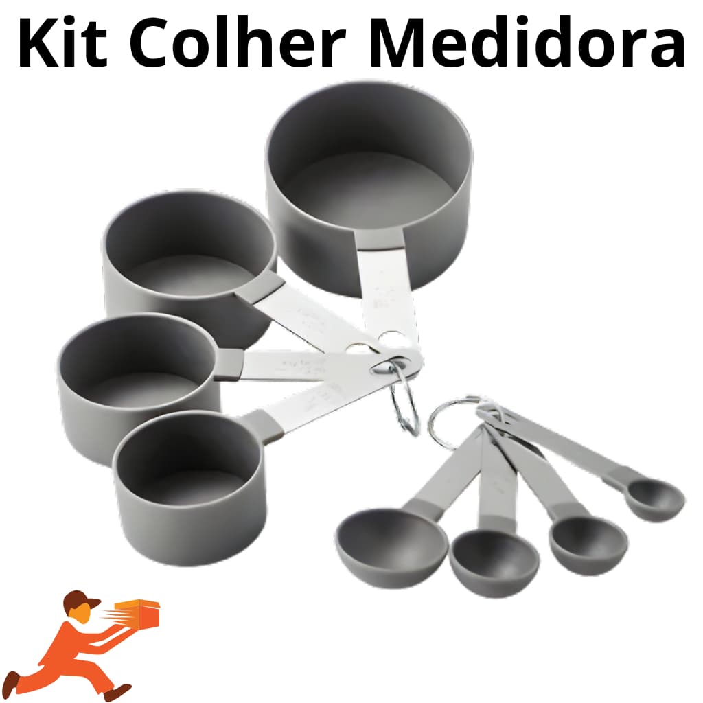 Kit 8 Colheres Culinário Cozinha Inox Medidor Dosador Profissional Receita Colher Tempero Café Chá