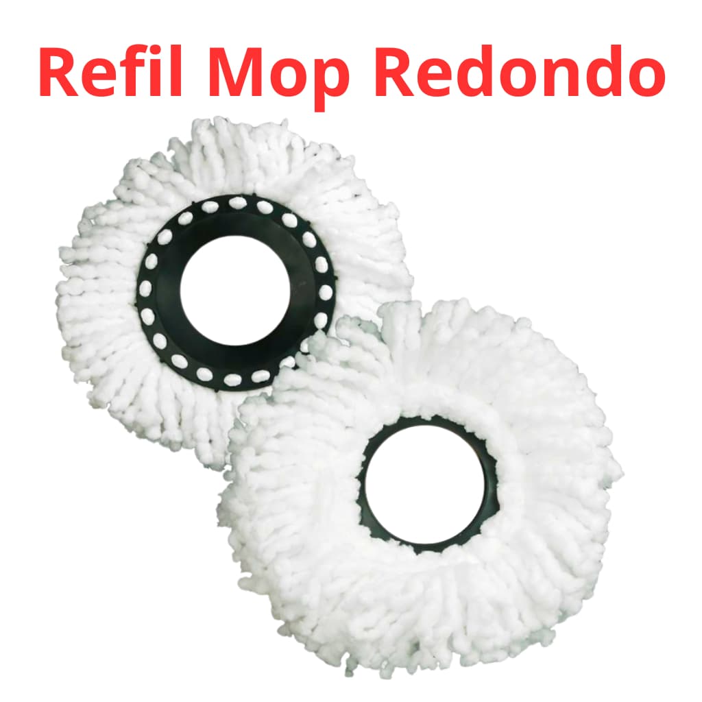 Kit 4 Refil Mop Redondo Esfregão Prática Absorvente Rodo Limpeza Giratório Reutilizável Casa MicroFibra