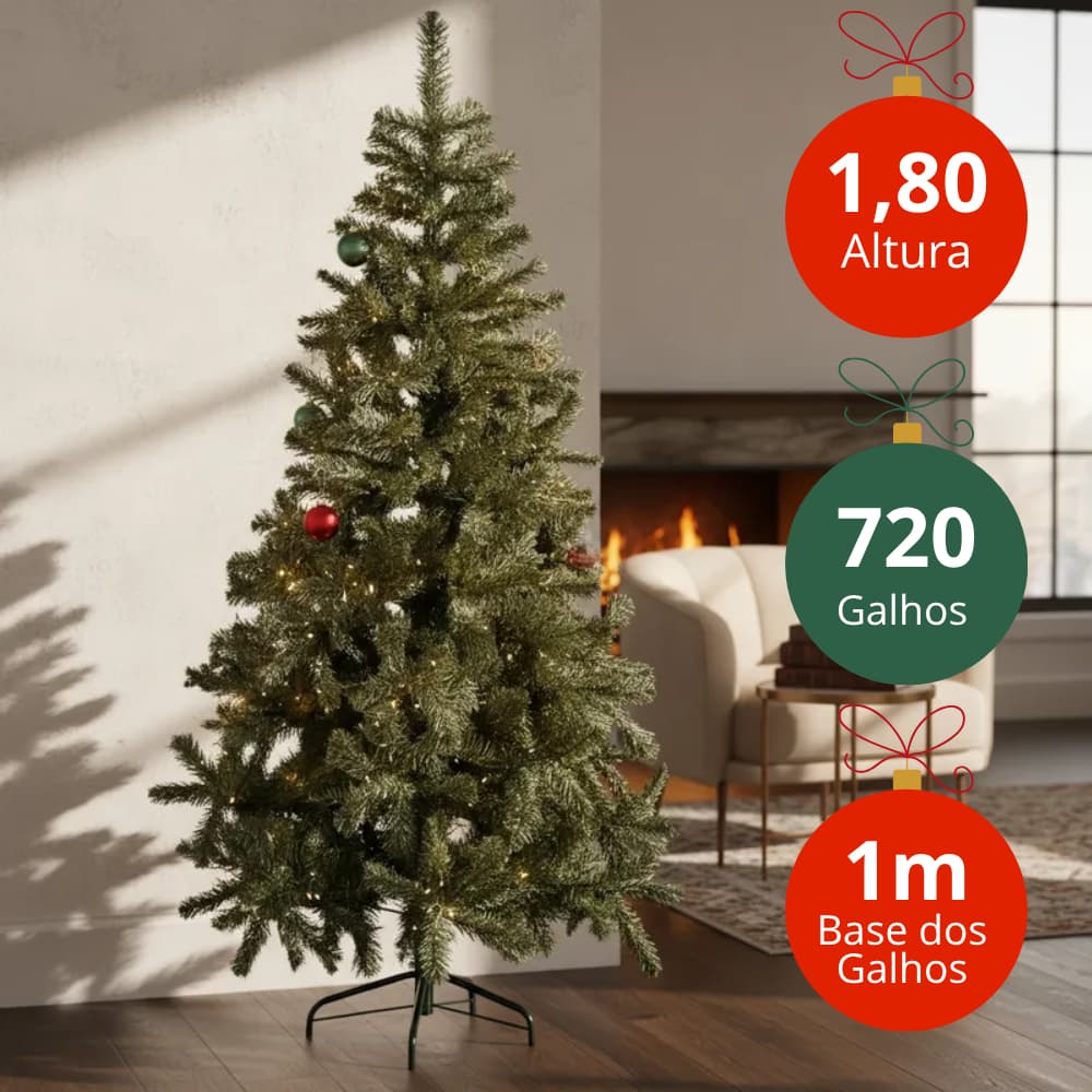 Árvore De Natal 1,80m 720 Galhos Pinheiro Grande Super Luxo