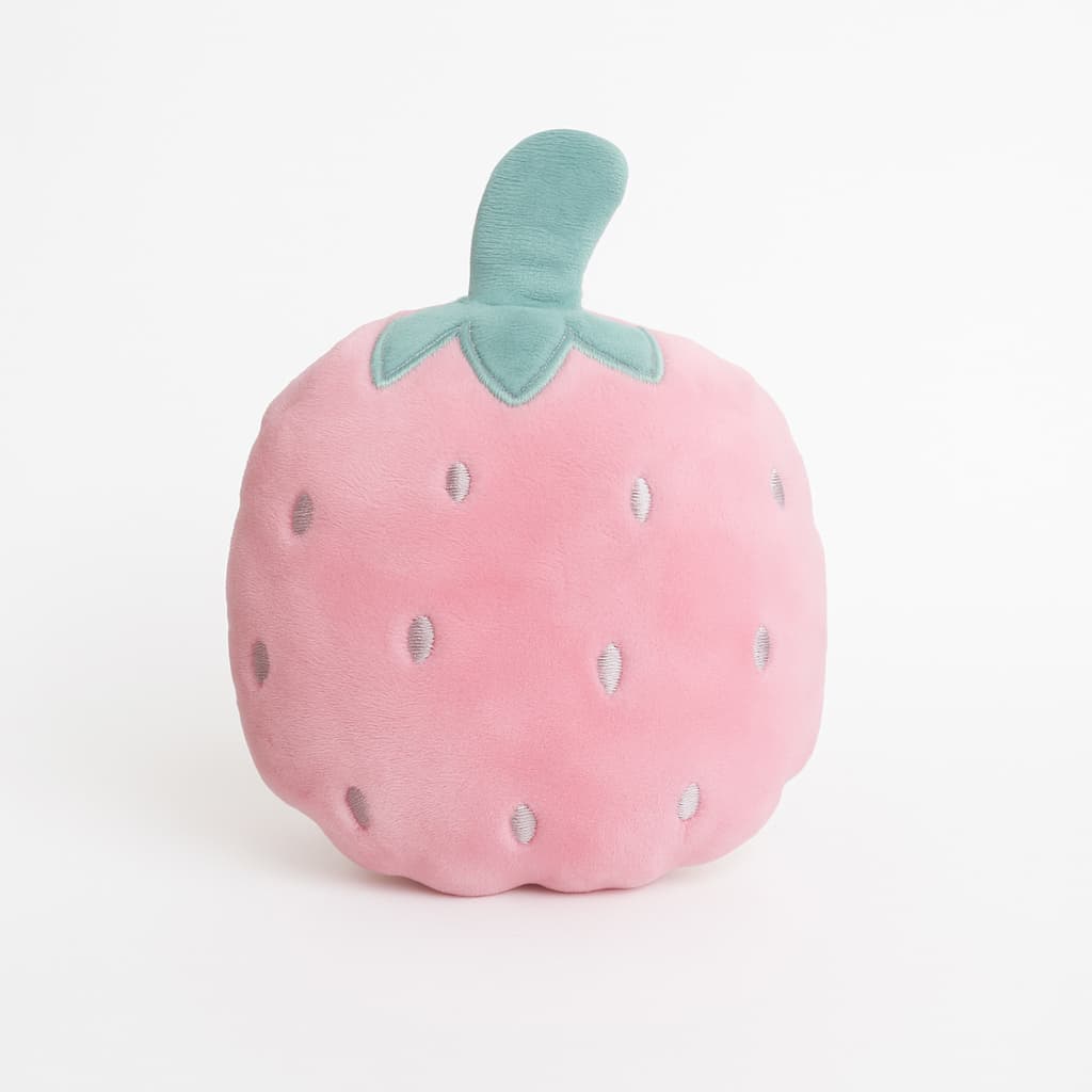 Brinquedo de pelúcia com apito em formato de Morango Rosa para cães