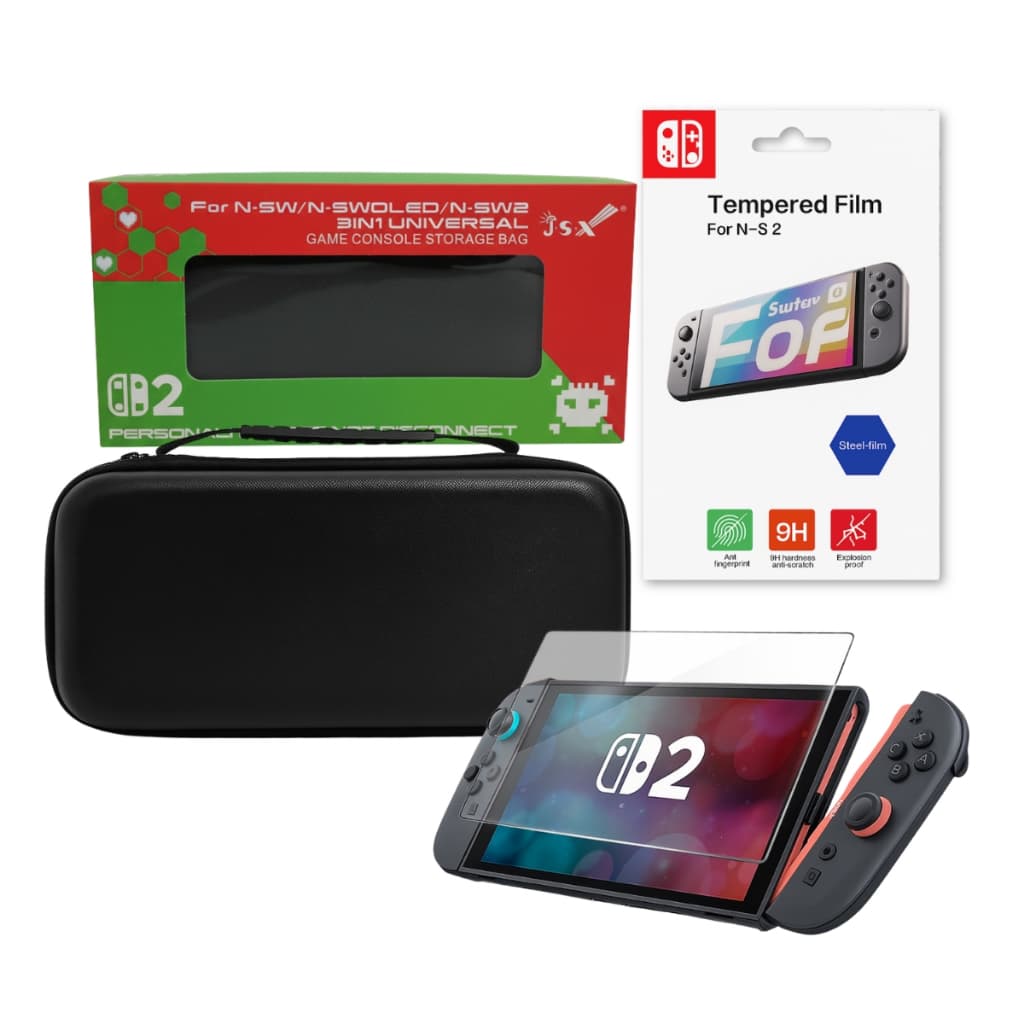 Bag Case de Transporte Estojo Capa Viagem + Película de Vidro Temperado 9H para Switch 2
