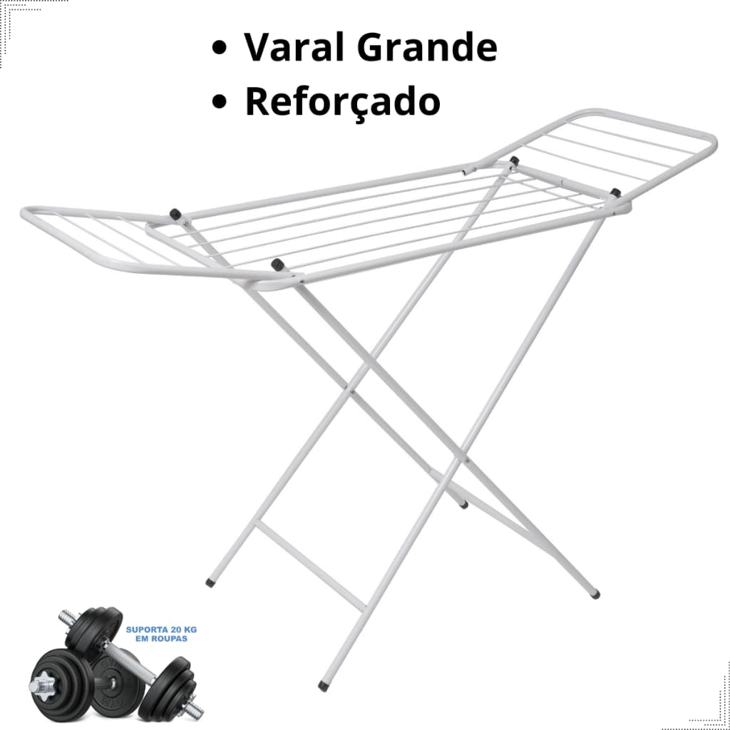 Varal de Roupas em Aço Dobrável Leve de Alta Capacidade Portátil Prático Estrutura Firme Anticorrosivo