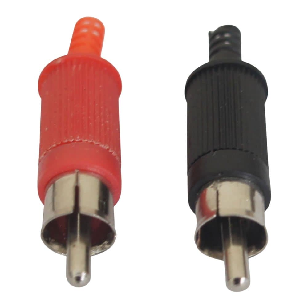Kit 20 Plugs Rca Plástico - 10 Pretos E 10 Vermelhos