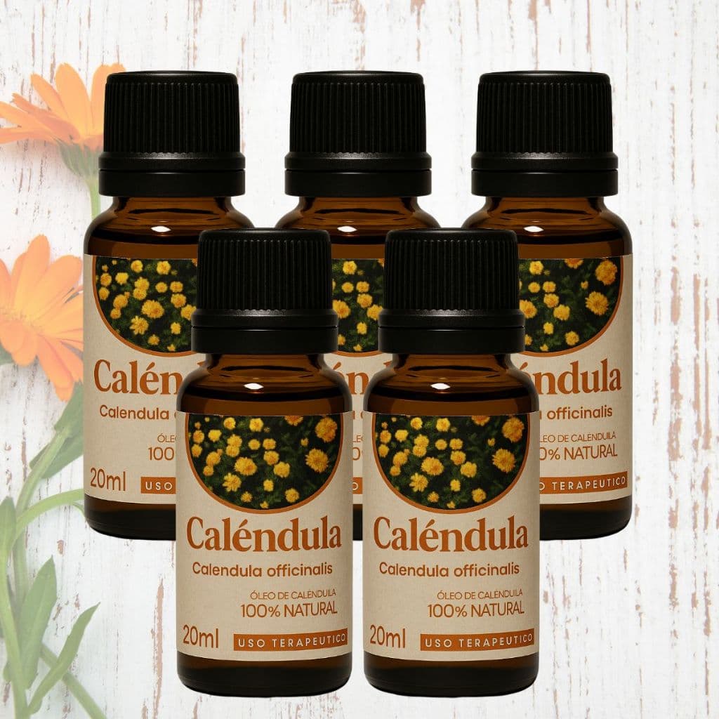 Pacote 5 Óleos de Calêndula 20 ml – Ideal para Cuidados Naturais com a Pele